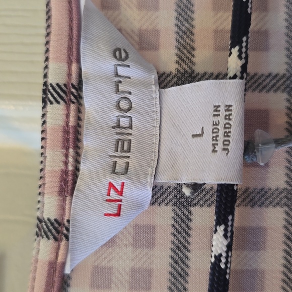 LIZ CLAIBORNE WOMEN'S ROSE AND PURPLE PLAID PULLOVER TOP SIZE LARGE - Picture 5 of 15